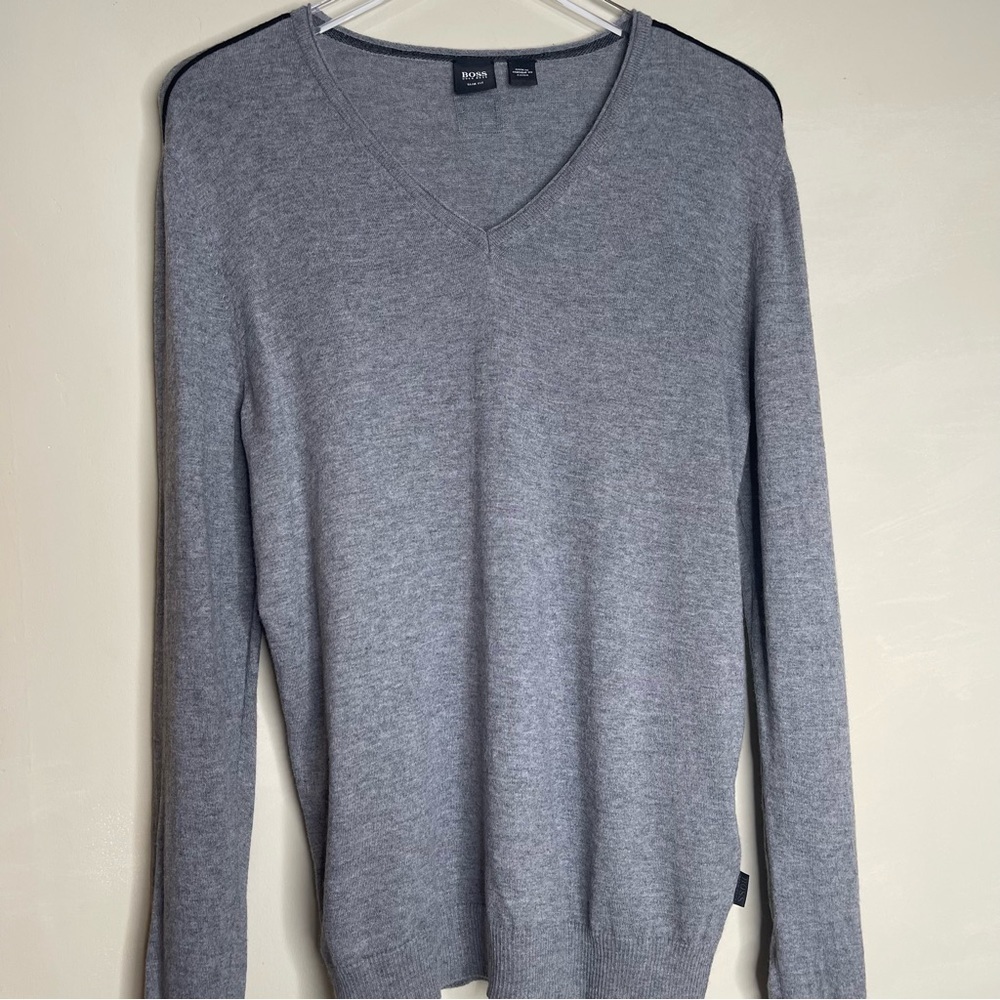 Hugo boss grey v neck sweater